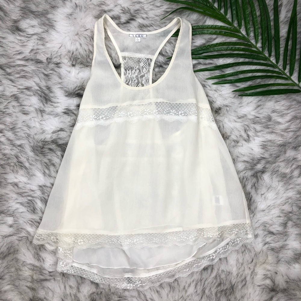 TCEC Womens Lace Detail Tank Top Large